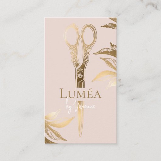 Luxury Blush Pink Gold Beauty Salon Hair Studio 名刺 (正面)