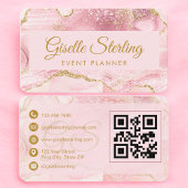 Luxury Blush Pink Gold Event Planner QR Code 名刺
