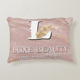 Luxury Blush Pink Marble Beauty Salon Logo アクセントクッション
