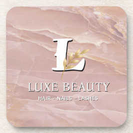 Luxury Blush Pink Marble Beauty Salon Logo コースター
