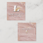 Luxury Blush Pink Marble Beauty Salon Logo スクエア名刺 (正面/裏面)
