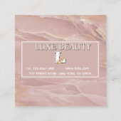 Luxury Blush Pink Marble Beauty Salon Logo スクエア名刺 (裏面)