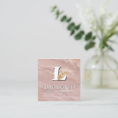 Luxury Blush Pink Marble Beauty Salon Logo スクエア名刺 (スタンド正面)