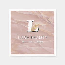 Luxury Blush Pink Marble Beauty Salon Logo スタンダードカクテルナプキン