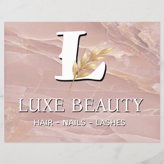 Luxury Blush Pink Marble Beauty Salon Logo チラシ (正面)