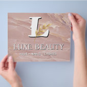 Luxury Blush Pink Marble Beauty Salon Logo チラシ (手)