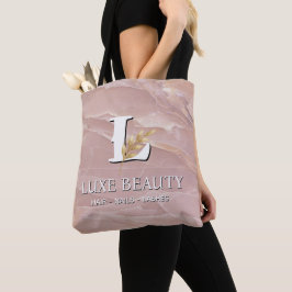 Luxury Blush Pink Marble Beauty Salon Logo トートバッグ
