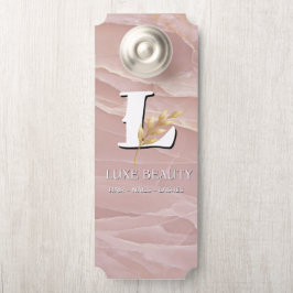 Luxury Blush Pink Marble Beauty Salon Logo ドアノブサイン