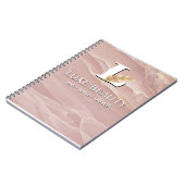 Luxury Blush Pink Marble Beauty Salon Logo ノートブック (左側)