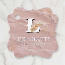 Luxury Blush Pink Marble Beauty Salon Logo フェイバータグ