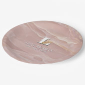 Luxury Blush Pink Marble Beauty Salon Logo ペーパープレート (アングル)