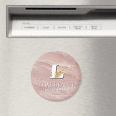 Luxury Blush Pink Marble Beauty Salon Logo マグネット (インサイチュ (食洗機))