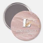 Luxury Blush Pink Marble Beauty Salon Logo マグネット (正面/裏面)