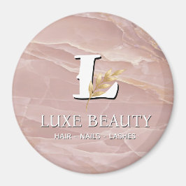 Luxury Blush Pink Marble Beauty Salon Logo マグネット