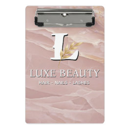 Luxury Blush Pink Marble Beauty Salon Logo ミニクリップボード