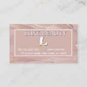Luxury Blush Pink Marble Beauty Salon Logo 名刺 (裏面)
