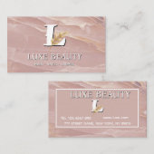 Luxury Blush Pink Marble Beauty Salon Logo 名刺 (正面/裏面)