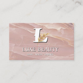 Luxury Blush Pink Marble Beauty Salon Logo 名刺