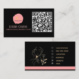 Luxury Blush Pink QR Code Beauty Business Card 名刺