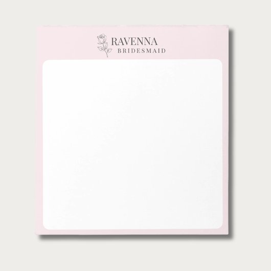 Luxury Blush Pink Rose Line Art Personalized Name  ノートパッド