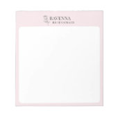 Luxury Blush Pink Rose Line Art Personalized Name  ノートパッド (正面)