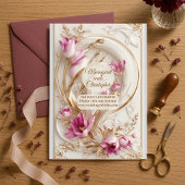 Luxury Blush Pink Tulip Gold Baroque Grand Wedding 招待状