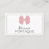 Luxury Blush Rose Bow Thin Border Custom Chic  名刺 (正面)