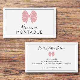Luxury Blush Rose Bow Thin Border Custom Chic  名刺
