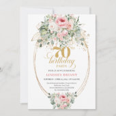 Luxury Blush Roses Digital 70th Birthday Invite 招待状 (正面)