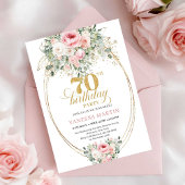 Luxury Blush Roses Digital 70th Birthday Invite 招待状