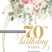 Luxury Blush Roses Digital 70th Birthday Invite 招待状
