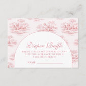 Luxury Blush Toile Baby Shower Diapper Raffle エンクロージャーカード (正面)