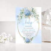 Luxury Bohemian Blue Hydrangea Baby Shower Invite 招待状