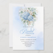 Luxury Bohemian Blue Hydrangea Bridal Shower Invit 招待状 (正面)