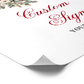 Luxury Bohemian Burgundy Flowers Gold Custom Sign ポスター (角)