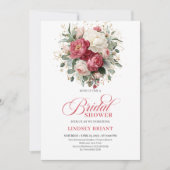 Luxury Bohemian Crimson Red White Gold Bridal Show 招待状 (正面)