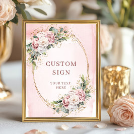Luxury Bohemian Dusty Pink Eucalyptus Custom Sign ポスター