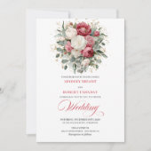 Luxury Bohemian Red Blush Greenery Wedding Invites 招待状 (正面)