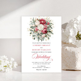 Luxury Bohemian Red Blush Greenery Wedding Invites 招待状