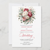 Luxury Bohemian Red White Greenery Wedding Invite 招待状 (正面)