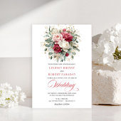 Luxury Bohemian Ruby Red White Gold Wedding Invite 招待状