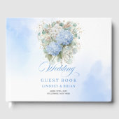 Luxury Boho Blue Hydrangeas Eucalyptus Wedding  ゲストブック (正面)