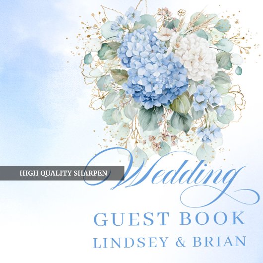 Luxury Boho Blue Hydrangeas Eucalyptus Wedding  ゲストブック