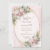 Luxury Boho Blush Pink Greenery Save The Date セーブザデート (正面)