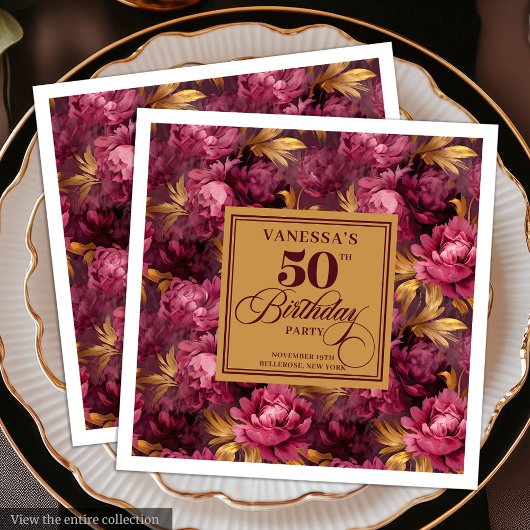 Luxury Boho Marsala Blush Gold 50th Birthday 