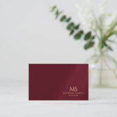 Luxury Bordeaux Elegant Gold Text Monogram 名刺 (スタンド正面)