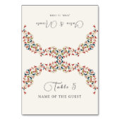 Luxury Botanical Floral Paisley Wedding Place Card テーブルナンバー (正面)