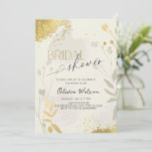  Luxury Botanical Gold Bridal Shower Party 招待状 (スタンド正面)