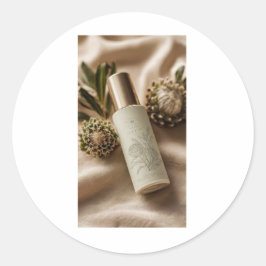 Luxury Botanical Skincare Label Design ラウンドシール