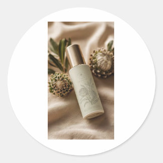 Luxury Botanical Skincare Label Design ラウンドシール